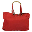 PRADA Tote Bag Nylon Red Gold Auth bs27441-1