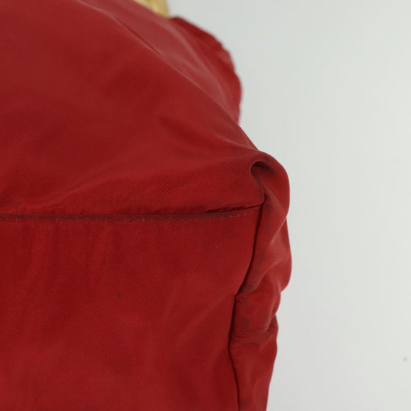 PRADA Tote Bag Nylon Red Gold Auth bs27441