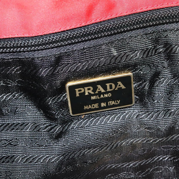 PRADA Tote Bag Nylon Red Gold Auth bs27441