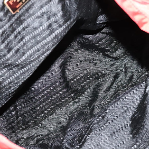 PRADA Tote Bag Nylon Red Gold Auth bs27441