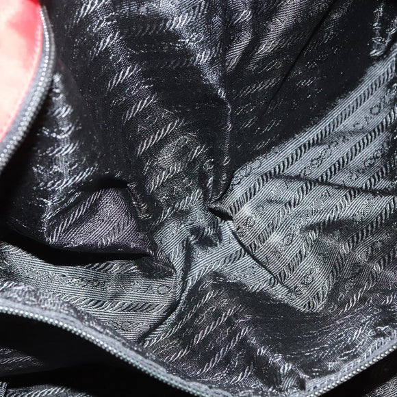 PRADA Tote Bag Nylon Red Gold Auth bs27441