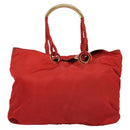 PRADA Tote Bag Nylon Red Gold Auth bs27441-13