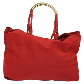 PRADA Tote Bag Nylon Red Gold Auth bs27441 - 0