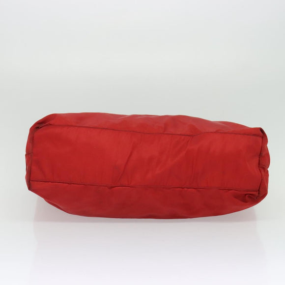 PRADA Tote Bag Nylon Red Gold Auth bs27441