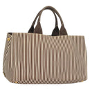 PRADA Canapa GM Tote Bag Canvas Brown Gold Auth bs27454-1