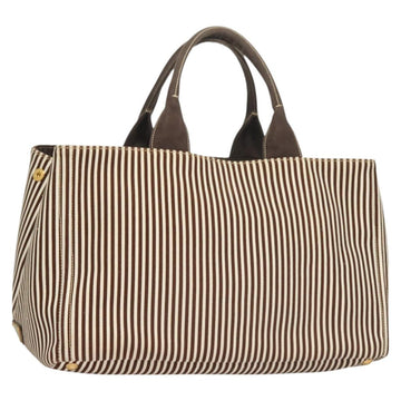 PRADA Canapa GM Tote Bag Canvas Brown Gold Auth bs27454