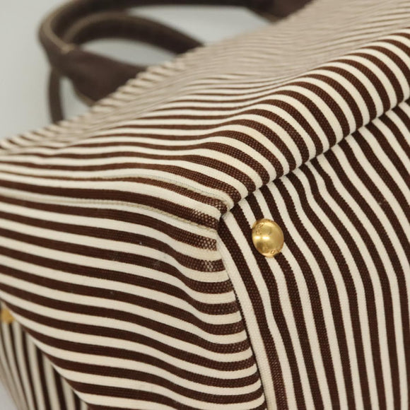 PRADA Canapa GM Tote Bag Canvas Brown Gold Auth bs27454