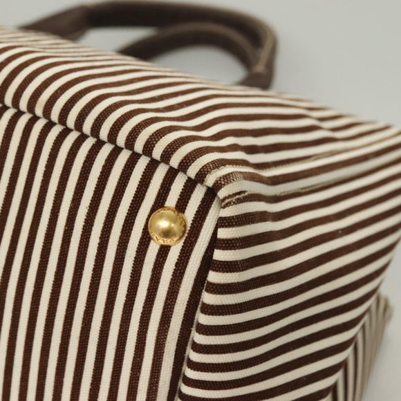 PRADA Canapa GM Tote Bag Canvas Brown Gold Auth bs27454