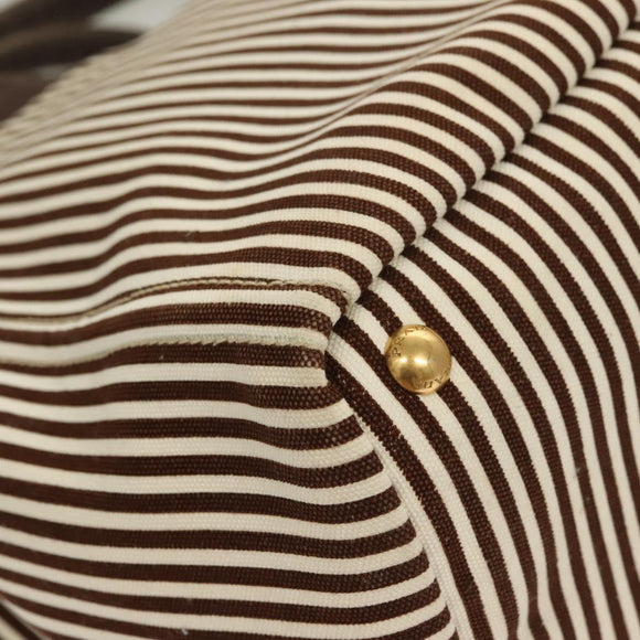 PRADA Canapa GM Tote Bag Canvas Brown Gold Auth bs27454