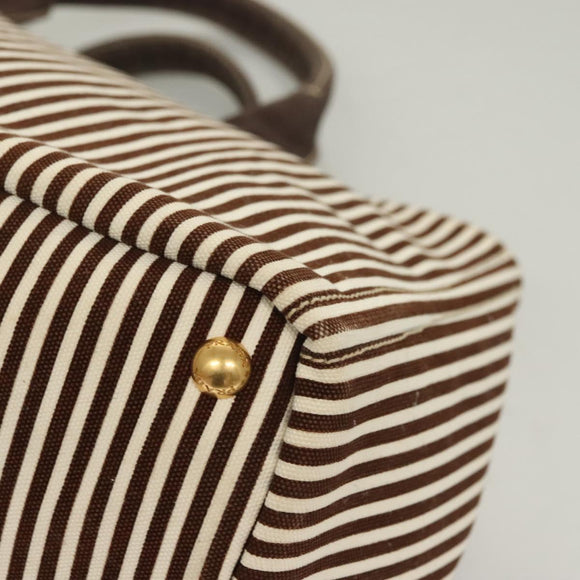 PRADA Canapa GM Tote Bag Canvas Brown Gold Auth bs27454