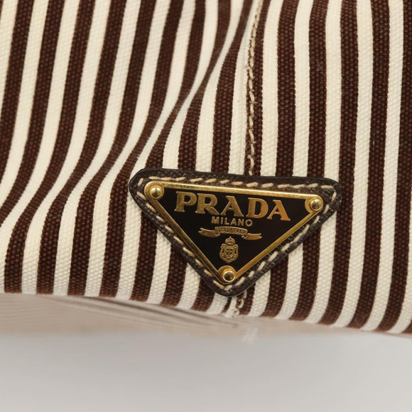 PRADA Canapa GM Tote Bag Canvas Brown Gold Auth bs27454