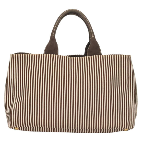 PRADA Canapa GM Tote Bag Canvas Brown Gold Auth bs27454