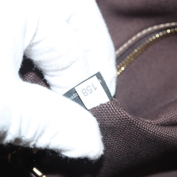 PRADA Canapa GM Tote Bag Canvas Brown Gold Auth bs27454