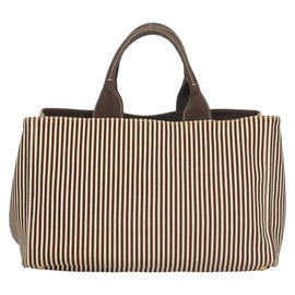 PRADA Canapa GM Tote Bag Canvas Brown Gold Auth bs27454 - 0