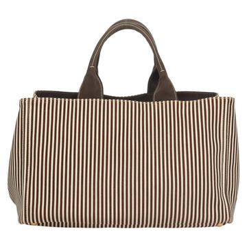 PRADA Canapa GM Tote Bag Canvas Brown Gold Auth bs27454 - 0