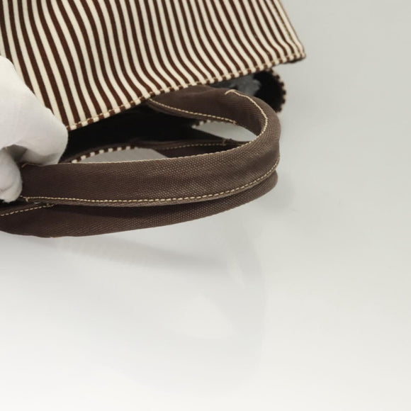 PRADA Canapa GM Tote Bag Canvas Brown Gold Auth bs27454