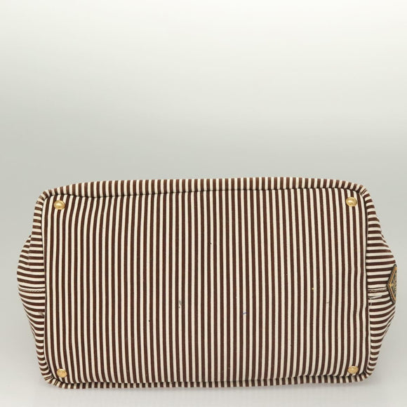 PRADA Canapa GM Tote Bag Canvas Brown Gold Auth bs27454