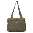 PRADA Tote Bag Nylon Khaki Silver Auth bs27455-13
