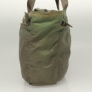 PRADA Tote Bag Nylon Khaki Silver Auth bs27455-4