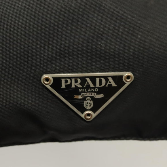 PRADA Shoulder Bag Nylon Black Silver Auth bs27458
