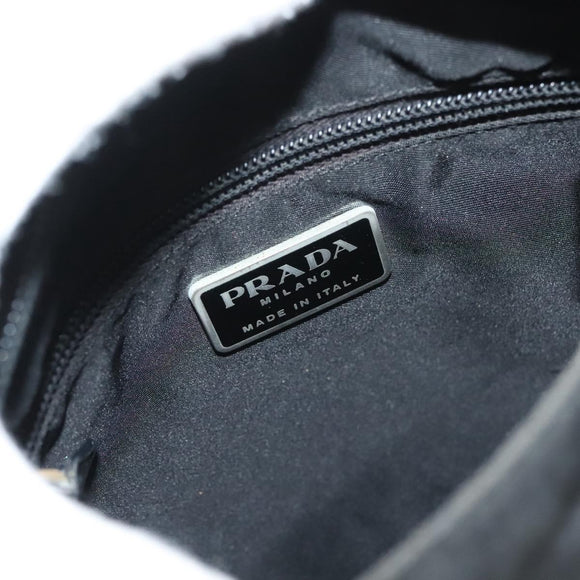 PRADA Shoulder Bag Nylon Black Silver Auth bs27458