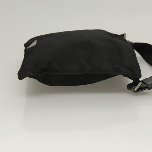 PRADA Shoulder Bag Nylon Black Silver Auth bs27458