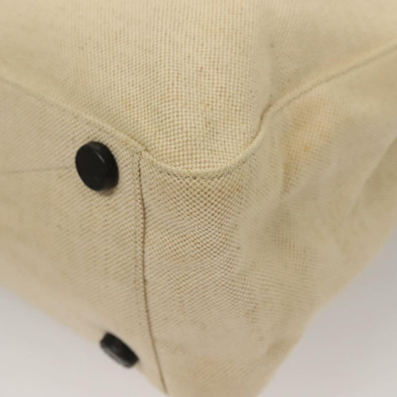 PRADA Sports Tote Bag Canvas Beige Black Auth bs27461