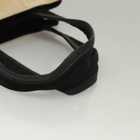 PRADA Sports Tote Bag Canvas Beige Black Auth bs27461