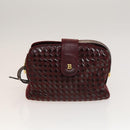 BALLY Shoulder Bag Canvas Leather 3Set Bordeaux Black white Auth bs27462-16