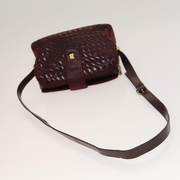 BALLY Shoulder Bag Canvas Leather 3Set Bordeaux Black white Auth bs27462