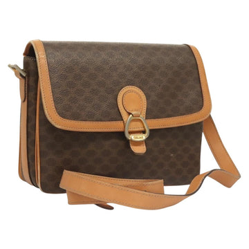 CELINE Macadam Canvas Shoulder Bag PVC Leather Brown Gold Auth bs27481