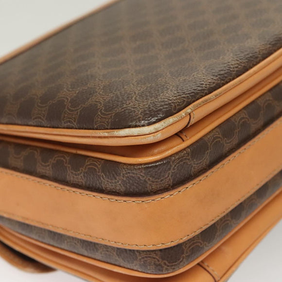 CELINE Macadam Canvas Shoulder Bag PVC Leather Brown Gold Auth bs27481