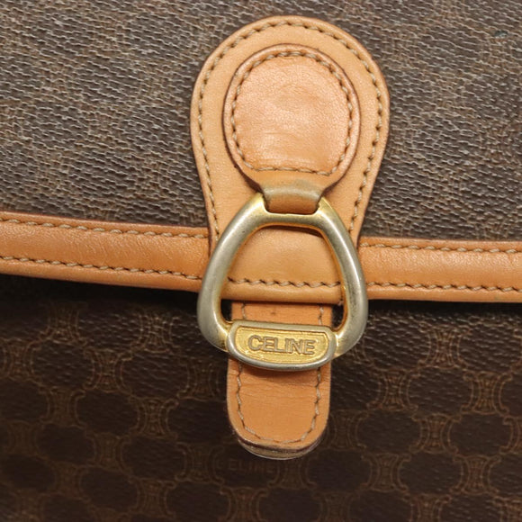 CELINE Macadam Canvas Shoulder Bag PVC Leather Brown Gold Auth bs27481