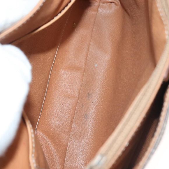 CELINE Macadam Canvas Shoulder Bag PVC Leather Brown Gold Auth bs27481