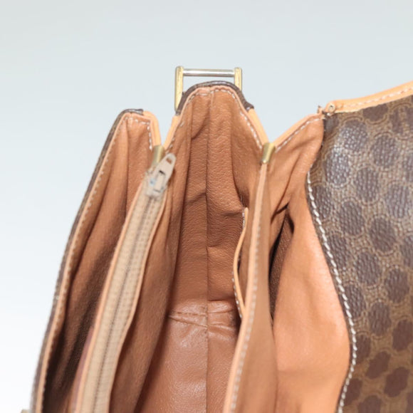 CELINE Macadam Canvas Shoulder Bag PVC Leather Brown Gold Auth bs27481