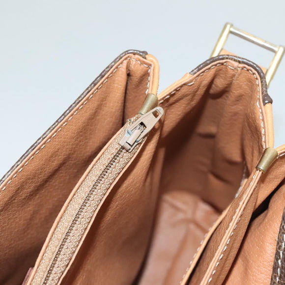 CELINE Macadam Canvas Shoulder Bag PVC Leather Brown Gold Auth bs27481