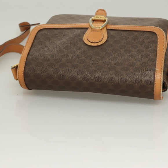 CELINE Macadam Canvas Shoulder Bag PVC Leather Brown Gold Auth bs27481