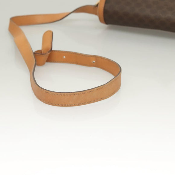 CELINE Macadam Canvas Shoulder Bag PVC Leather Brown Gold Auth bs27481