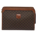 CELINE Macadam Canvas Clutch Bag PVC Leather Brown Gold Auth bs27482-13