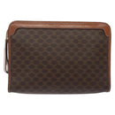 CELINE Macadam Canvas Clutch Bag PVC Leather Brown Gold Auth bs27482-2