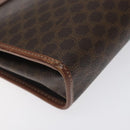 CELINE Macadam Canvas Clutch Bag PVC Leather Brown Gold Auth bs27482-14