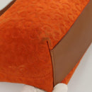 CELINE C Macadam Canvas Handtasche Wildleder Orange Silber Auth bs27483-9