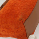 CELINE C Macadam Canvas Handtasche Wildleder Orange Silber Auth bs27483-15