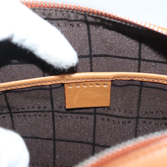 CELINE C Macadam Canvas Handtasche Wildleder Orange Silber Auth bs27483