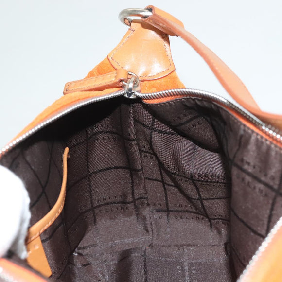 CELINE C Macadam Canvas Handtasche Wildleder Orange Silber Auth bs27483