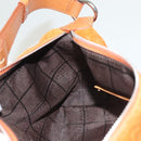 CELINE C Macadam Canvas Handtasche Wildleder Orange Silber Auth bs27483-19