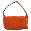 CELINE C Macadam Canvas Handtasche Wildleder Orange Silber Auth bs27483-1