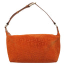 CELINE C Macadam Canvas Handtasche Wildleder Orange Silber Auth bs27483-13