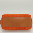 CELINE C Macadam Canvas Handtasche Wildleder Orange Silber Auth bs27483-5