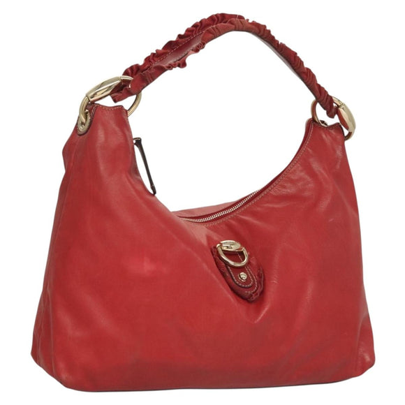 GUCCI Shoulder Bag Leather Red Gold 189840 001364 Auth bs27504